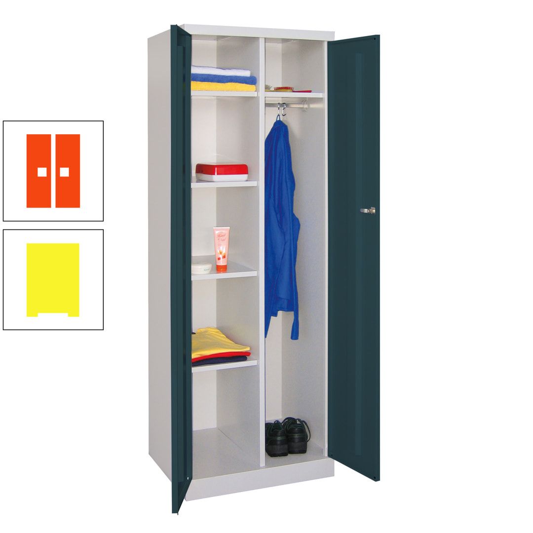 Kleiderschrank mit Sockel - Spind - 1 Abteil mit Trennwand - 1.800x600x500 mm (HxBxT) - Zylinderschloss - anthrazitgrau
