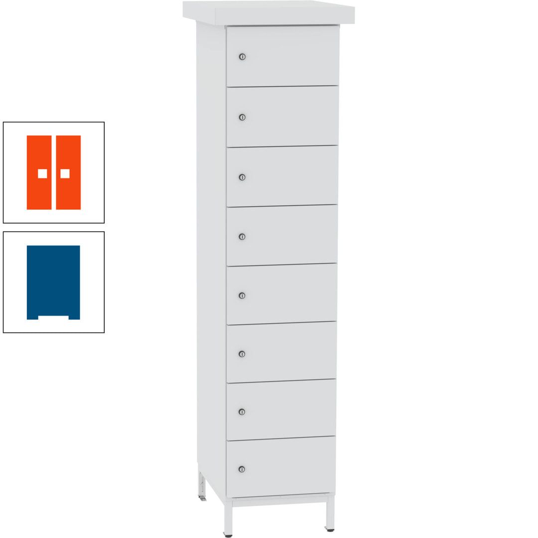 Akkuschrank, Batterieladeschrank, 8 Fächer, Schutzart IP54, Schuko, 1.855 x 400x 570 mm (HxBxT), Korpusfarbe anthrazitgrau, Frontfarbe anthrazitgrau