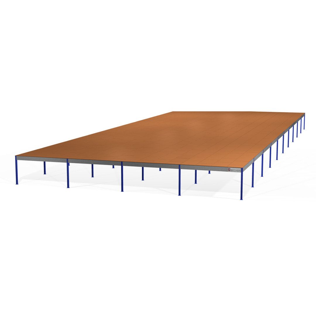Lagerbühne - 2.100 x 10.000 x 10.000 mm (HxBxT) - 250 kg/qm - mit Böden - Perlweiß (RAL 1013)