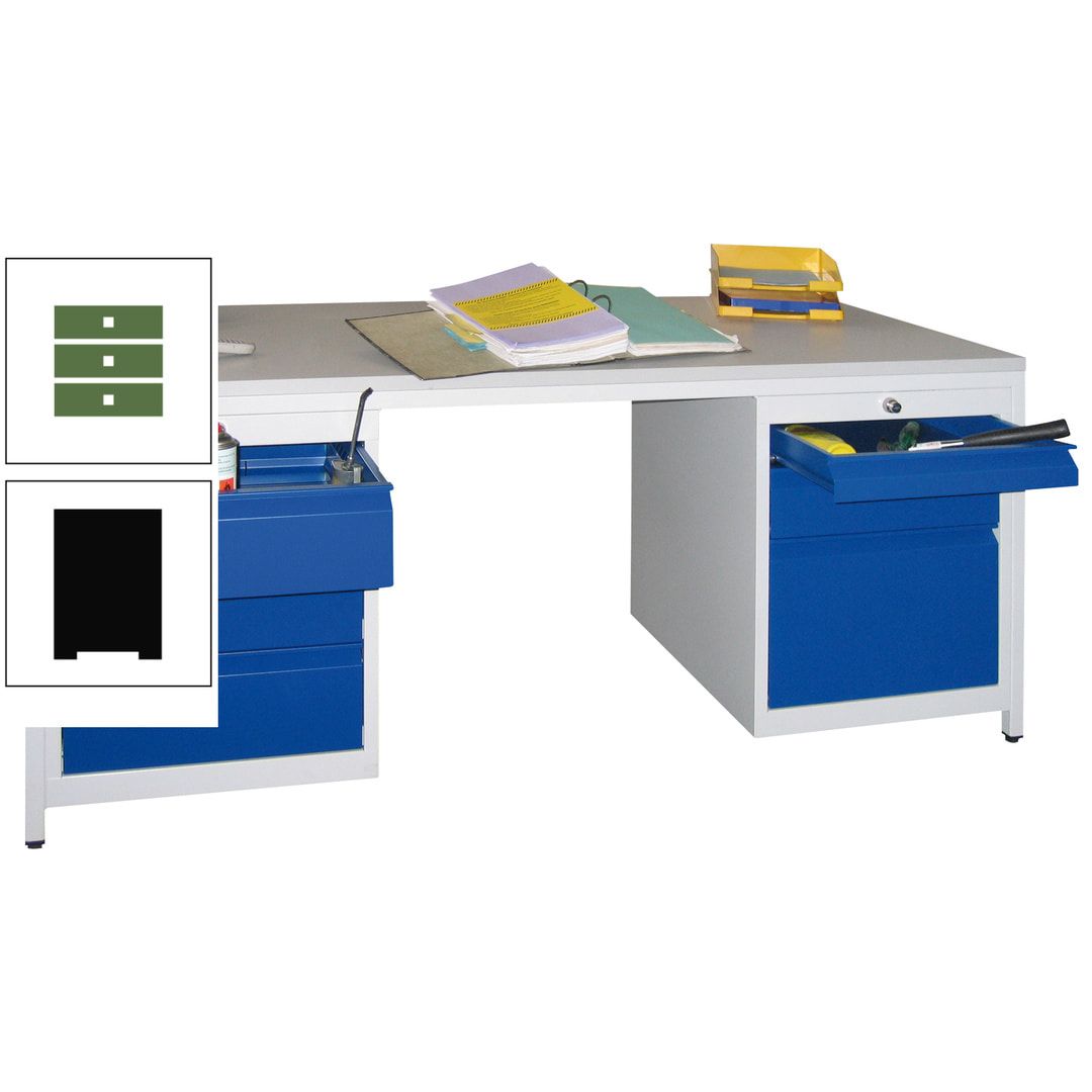 Meisterschreibtisch - 6 Schubladen, 75 / 125 / 150 / 175 / 300 mm - 720 x 1.700 x 800 mm (HxBxT) - anthrazitgrau