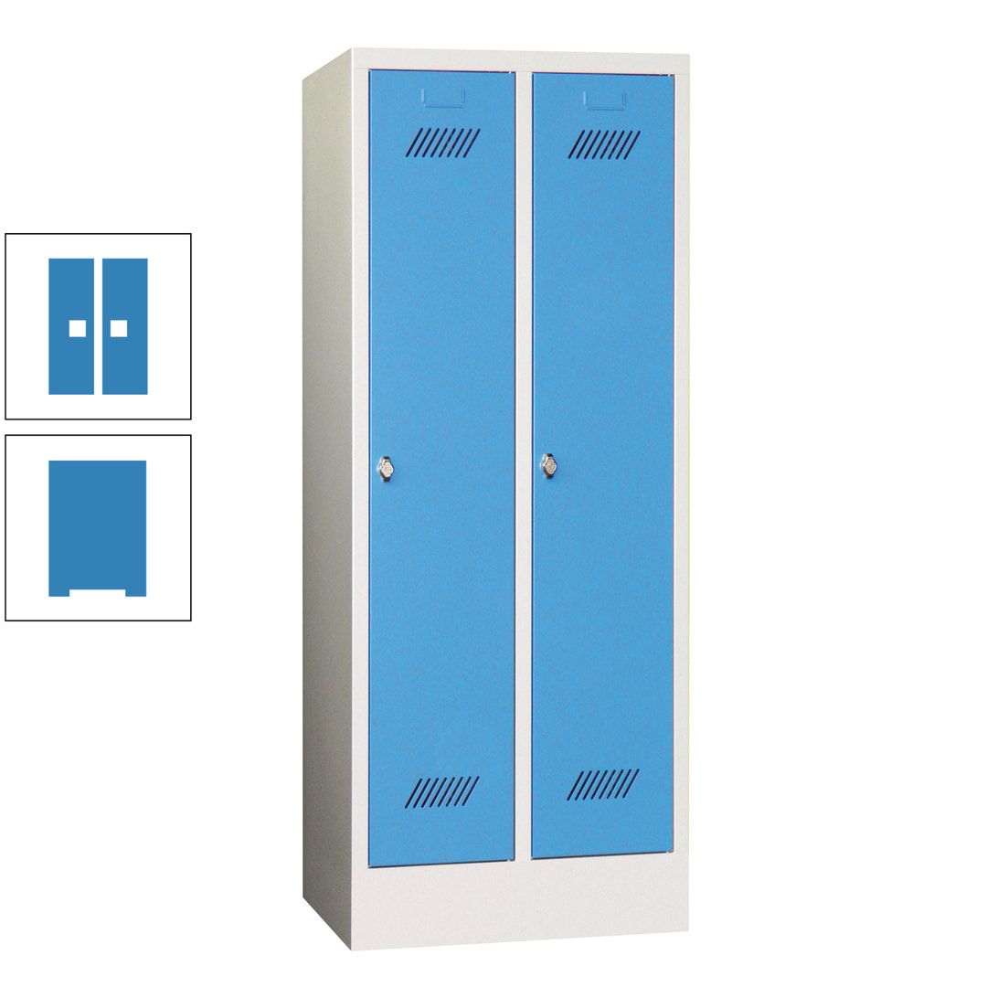 Spindschrank f. Schulen - mit Sockel - Höhe 1.600 mm - 2 Abteile a 300 mm - Drehriegel - anthrazitgrau