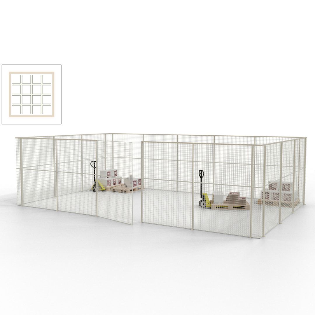 Maschinen Schutzgitter - Hallentrennwand - Sicherheitszaun - Tür - 22 m - 2.200 x 7.900 x 4.900 mm (HxBxT) - enzianblau