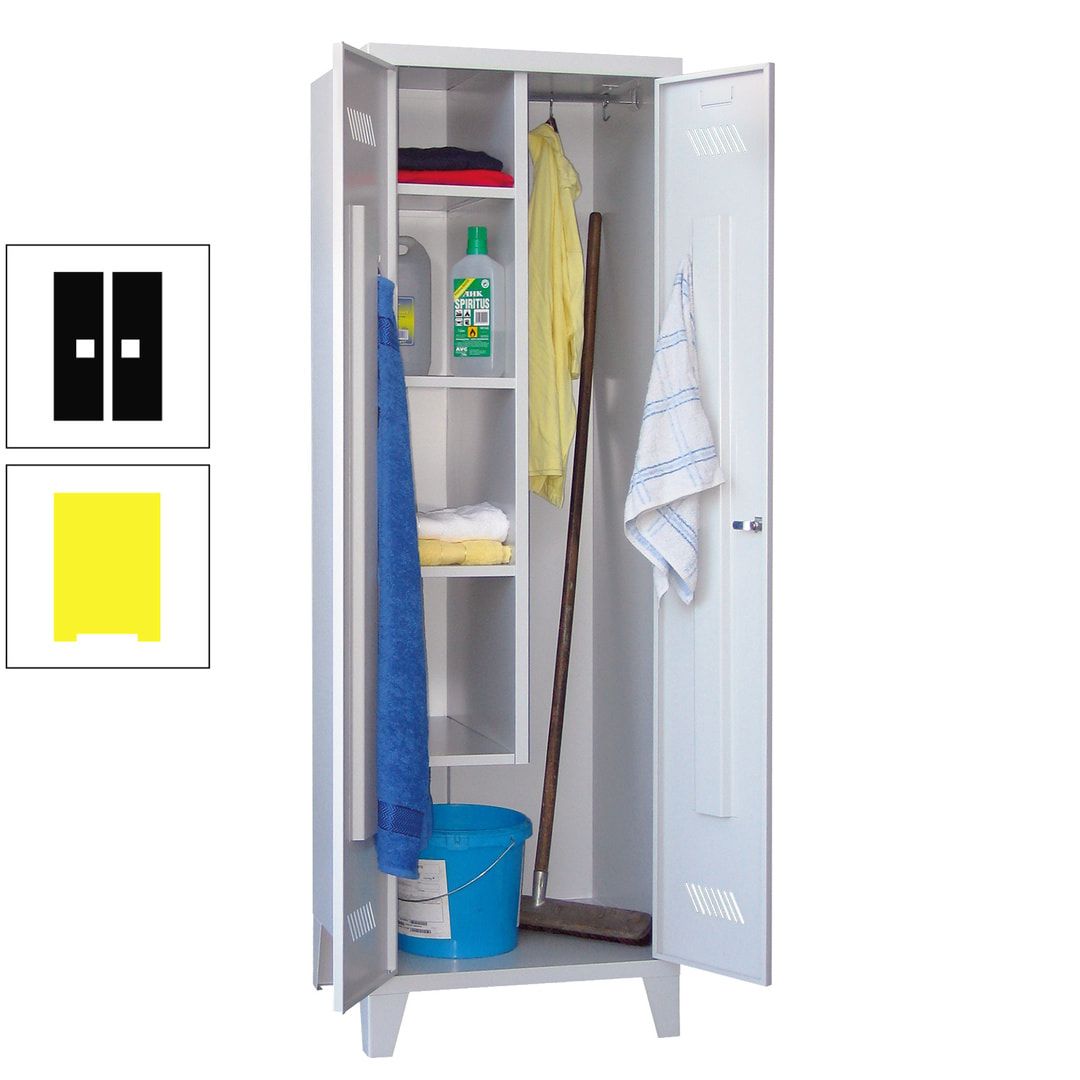 Putzschrank mit Füßen - 1 Abteil mit Trennwand - 1.850x600x500 mm (HxBxT) - Drehriegel - anthrazitgrau
