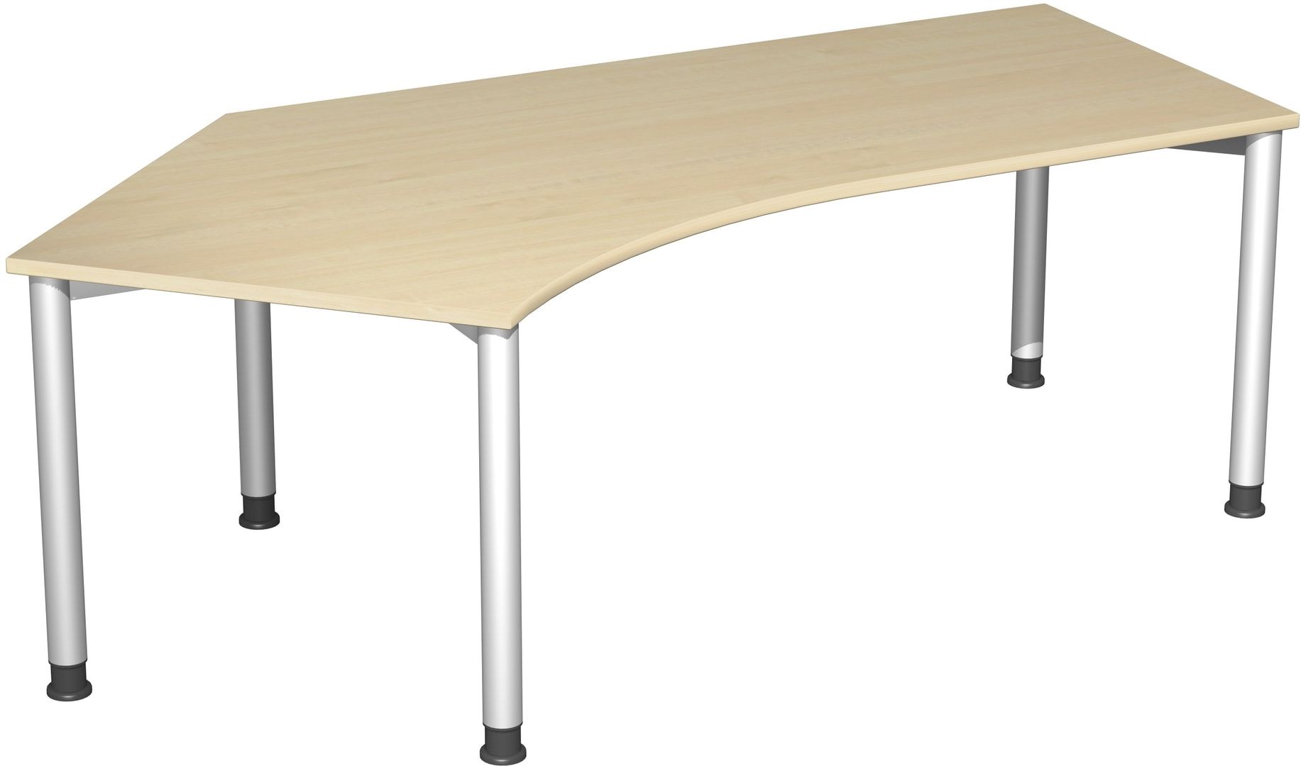 Schreibtisch, einseitig verkürzt, 4-Fuß Flex, Winkel links, höhenverstellbar, 680-800 x 2.166 x 1.130 mm (HxBxT), Gestell anthrazit, Dekor lichtgrau