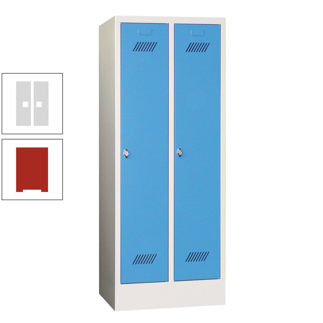 Spindschrank f. Schulen - mit Sockel - Höhe 1.600 mm - 2 Abteile a 300 mm - Drehriegel - anthrazitgrau
