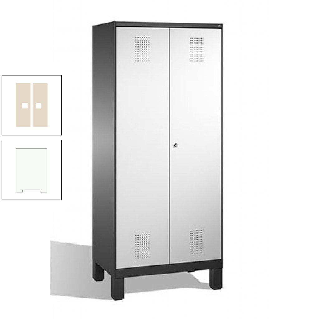 Mehrzweckschrank, Doppeltüren, auf Füßen, 2 Abteile a 400 mm, Korpus anthrazitgrau, Tür anthrazitgrau, 1.850 x 800 x 500 mm (HxBxT)