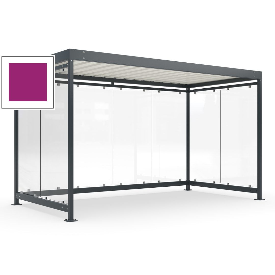 Fahrradunterstand, Fahrgastunterstand, Bushaltestelle, Bausatz, 12-13 Personen, 2.510 x 4.195 x 2.165 mm (HxBxT), 8 Wände, Achatgrau