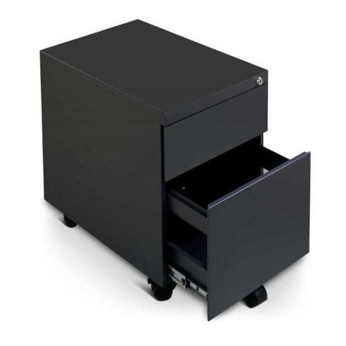 Rollcontainer - Stahl - 2 Schubladen - 550 x 390 x 590 mm (HxBxT) - lichtgrau