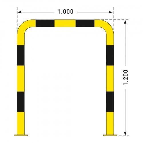 Rammschutz-Bügel Indoor, Anfahrschutz aus Gütestahl, hochbelastbar, 1.200 mm Höhe, Breite wählbar, gelb kunststoffbeschichtet