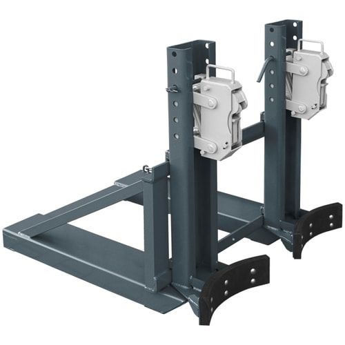 Fassgreifer für Gabelstapler, Kapazität 1 x 220 l Fass, Traglast 500 kg, Kettensicherung, Gummipuffer, Oberfläche feuerverzinkt