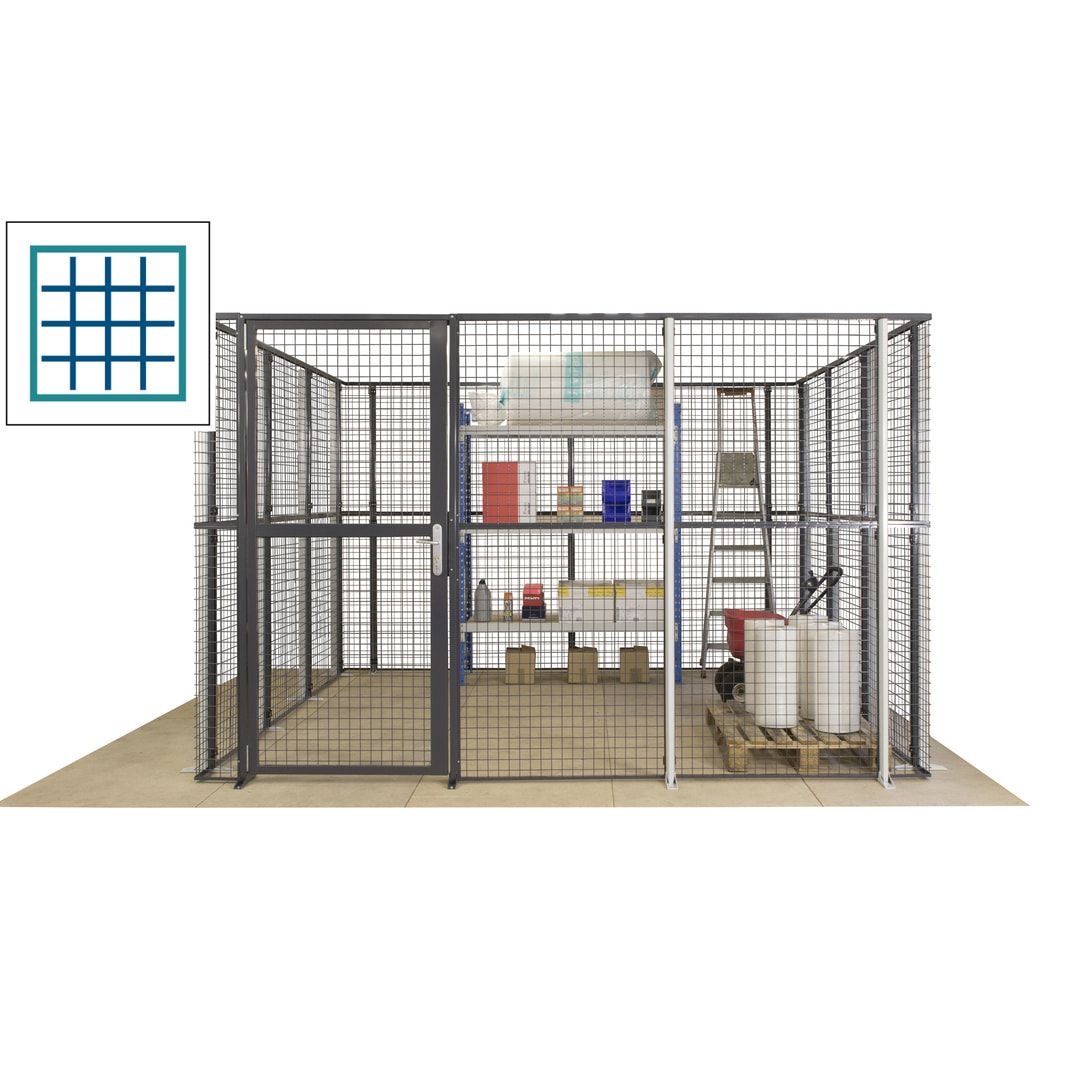 Maschinen Schutzgitter - Hallentrennwand - Sicherheitszaun - Tür - 108 m - 2.200 x 33.400 x 21.400 mm (HxBxT) - enzianblau