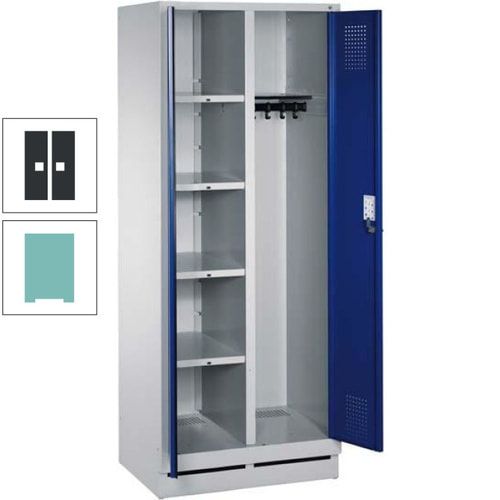 Mehrzweckschrank, Doppeltüren, Füße, 2 Abteile a 300 mm, Korpus anthrazitgrau, Tür anthrazitgrau, 1.800 x 600 x 500 mm (HxBxT)
