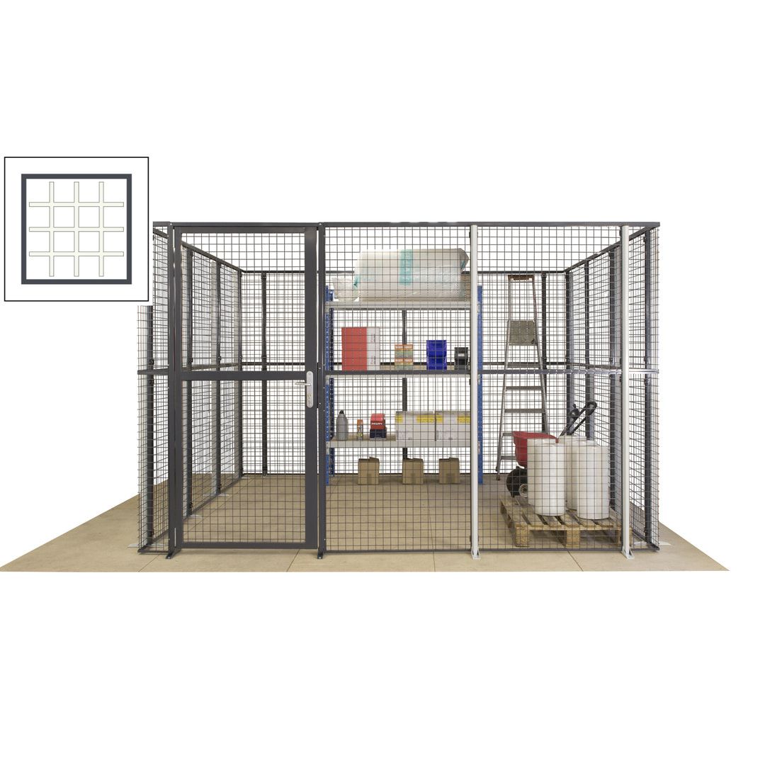 Maschinen Schutzgitter - Hallentrennwand - Sicherheitszaun - Tür - 108 m - 2.200 x 33.400 x 21.400 mm (HxBxT) - enzianblau