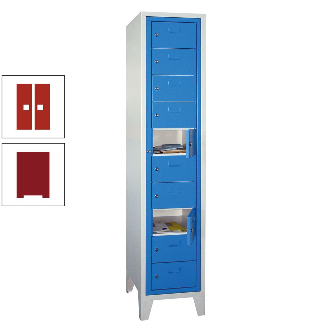 Schließfachschrank - Wäscheausgabeschrank - 10 Fächer a 315 mm - 1.850x400x500 mm (HxBxT) - Füße - Zylinderschloss - anthrazitgrau