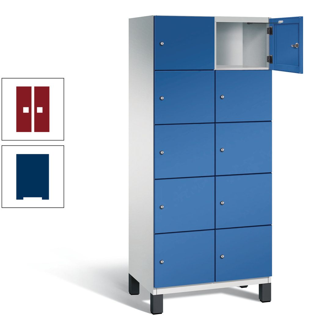 Fächerschrank, Stahlschrank, 10 Fächer, Türöffnungsbegrenzer, Füße, 1.980 x 800 x 525 mm (HxBxT), Korpus anthrazitgrau, Front anthrazitgrau