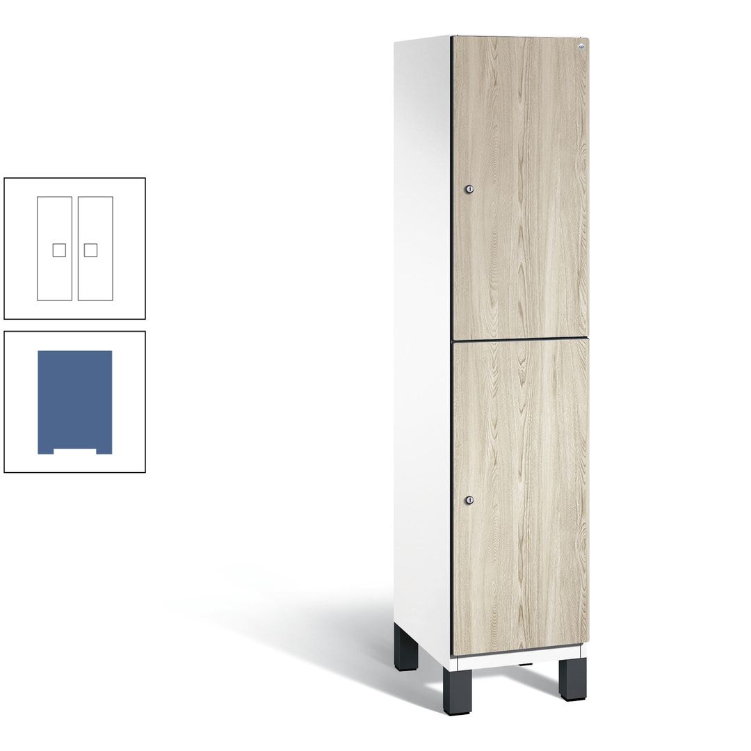 Fächerschrank, Garderobenschrank, mit Füßen, 1 Abteile, 1.980 x 400 x 525 mm (HxBxT), Korpus anthrazitgrau, Tür Donau-Ahorn