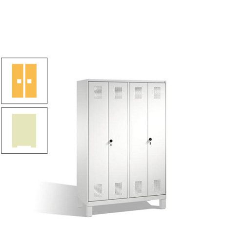 Doppel-Spind, Doppeltüren, Garderobenschrank mit Füßen, 4 Abteile a 300 mm, Korpus anthrazitgrau, Tür anthrazitgrau, 1.850 x 1.200 x 500 mm (HxBxT)