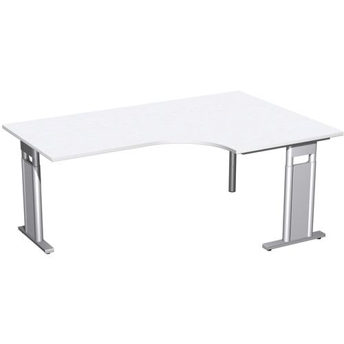 Eckschreibtisch, Eckteil 800 mm, rechts, Füße einseitig verkürzt, C-Fuß Pro, höhenverstellbar, 680-820 x 1.600 x 1.200 mm (HxBxT), Dekor Ahorn