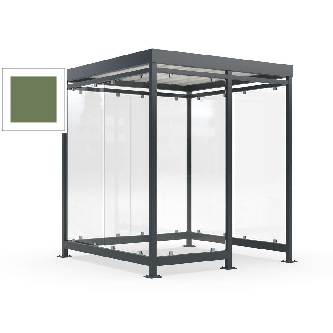 Raucherunterstand, Bushaltestelle, 7 Wände, 6-7 Personen, 2.510 x 2.165 x 2.165 mm (HxBxT), Farbe Achatgrau