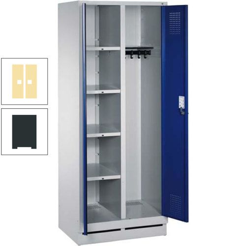 Mehrzweckschrank, Doppeltüren, Füße, 2 Abteile a 300 mm, Korpus anthrazitgrau, Tür anthrazitgrau, 1.800 x 600 x 500 mm (HxBxT)
