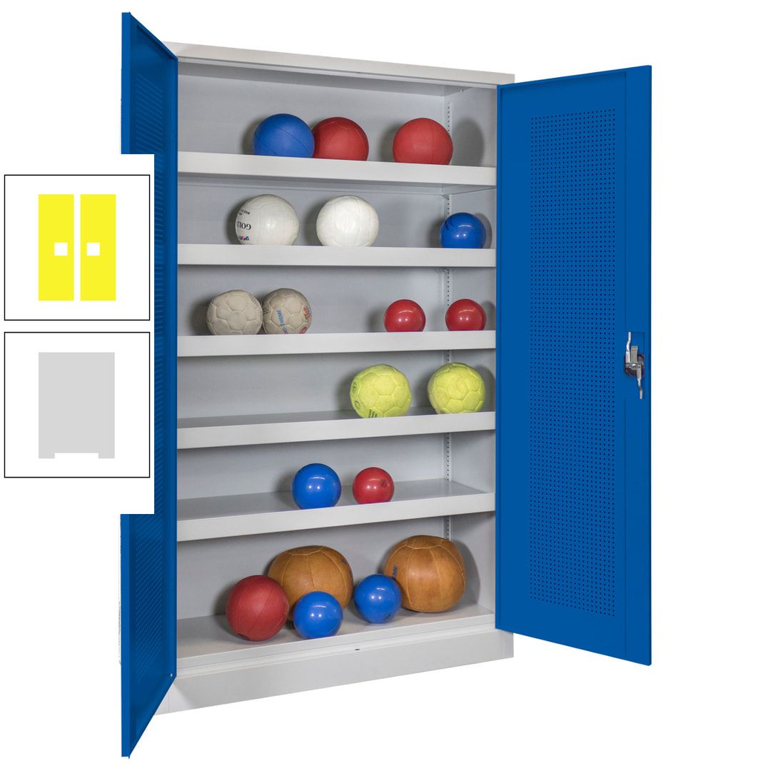 Ballschrank - Lochfeldtüren - 5 Böden - 1.950x1.200x500 mm (HxBxT) - anthrazitgrau