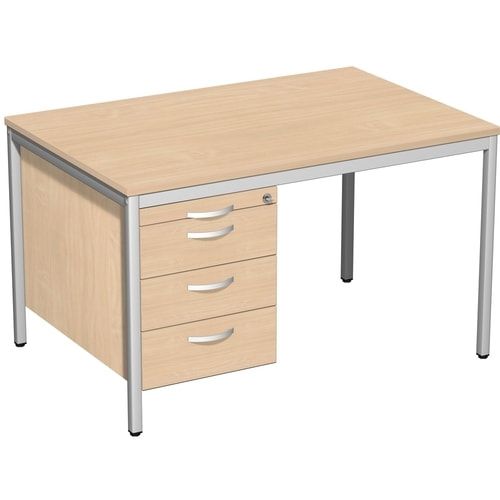 Hängecontainer - 4 Schubfächer - Serie Eco - 522 x 430 x 800 mm (HxBxT) - abschließbar - beidseitig verwendbar - Dekor Ahorn, Ahorn