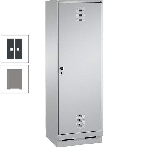 Doppel-Spind, Garderobenschrank, 1 Tür für 2 Abteile a 300 mm, Korpus anthrazitgrau, Türen anthrazitgrau, 1.800 x 600 x 500 mm (HxBxT)