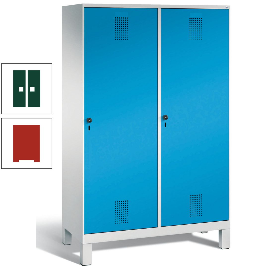 Doppel-Spind, Garderobenschrank, 2 Türen für 4 Abteile a 300 mm, Korpus anthrazitgrau, Türen anthrazitgrau, 1.850 x 1.200 x 500 mm (HxBxT)