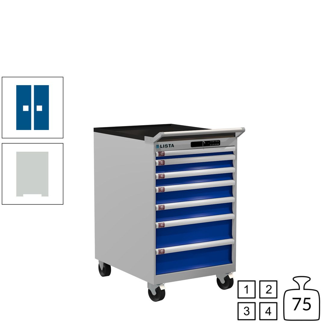 Lista Schubladenschrank - 14.372.010 - 990 x 564 x 725 mm (HxBxT) - 7 Schubladen - 75 kg - Key Lock - lichtblau (RAL 5012)