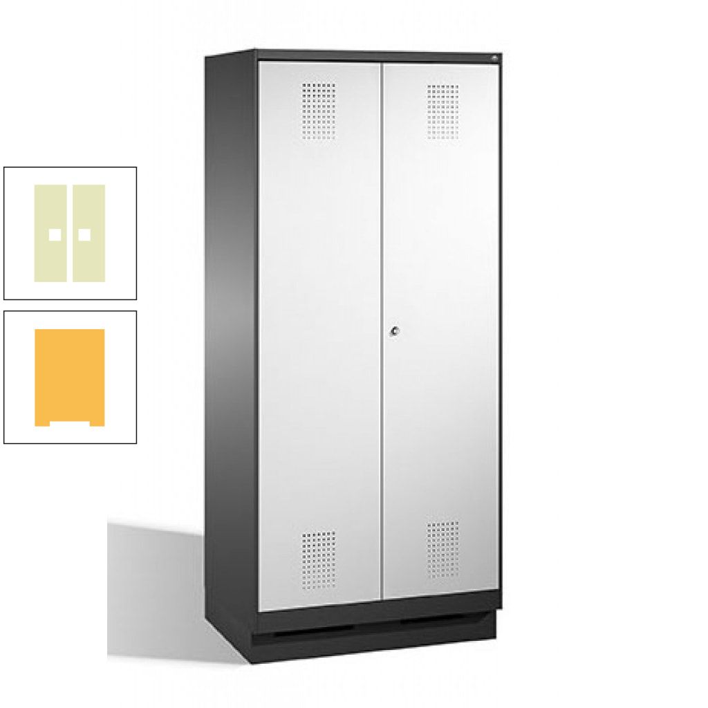 Doppel-Spind, Doppeltüren, Garderobenschrank mit Sockel, 2 Abteile a 400 mm, Korpus anthrazitgrau, Tür anthrazitgrau, 1.800 x 800 x 500 mm (HxBxT)