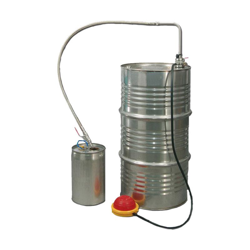 Fusspumpe - Balgpumpe - für hochreine Lösemittel - mit Auslaufschlauch - Tauchtiefe 950 mm, elektrisch leitfähig - für Fässer und Tanks