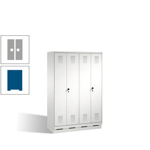 Doppel-Spind, Doppeltüren, Garderobenschrank mit Sockel, 4 Abteile a 300 mm, Korpus anthrazitgrau, Tür anthrazitgrau, 1.800 x 1.200 x 500 mm (HxBxT)