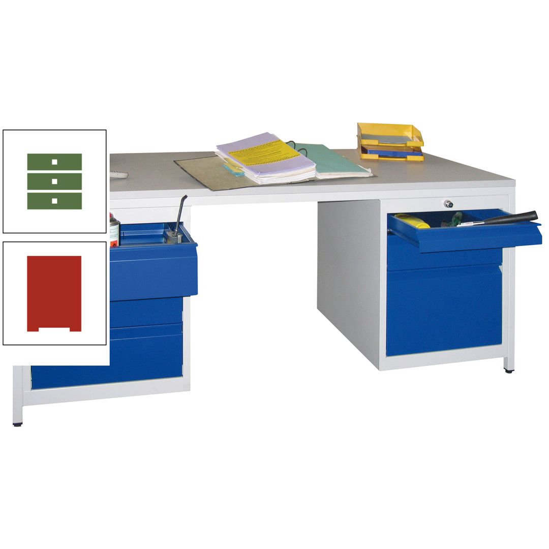 Meisterschreibtisch - 6 Schubladen, 75 / 125 / 150 / 175 / 300 mm - 720 x 1.700 x 800 mm (HxBxT) - anthrazitgrau