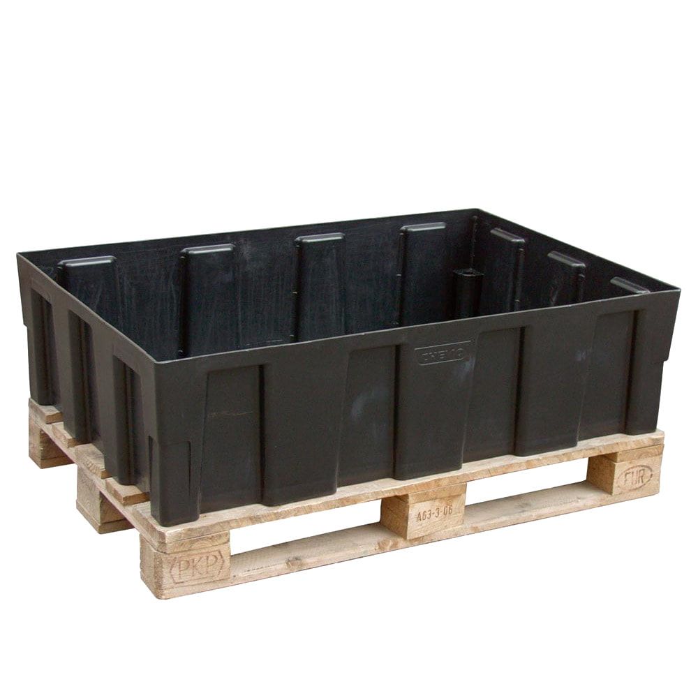 PE-Auffangwanne - 224 l - 600 kg - 330 x 1.205 x 805 mm - schwarz - Gitterrost
