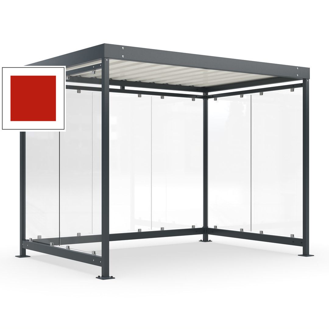 Raucherunterstand, Bausatz, Fahrgastunterstand, Bushaltestelle, 2.510 x 3.180 x 2.165 mm (HxBxT), 7 Wände, Achatgrau