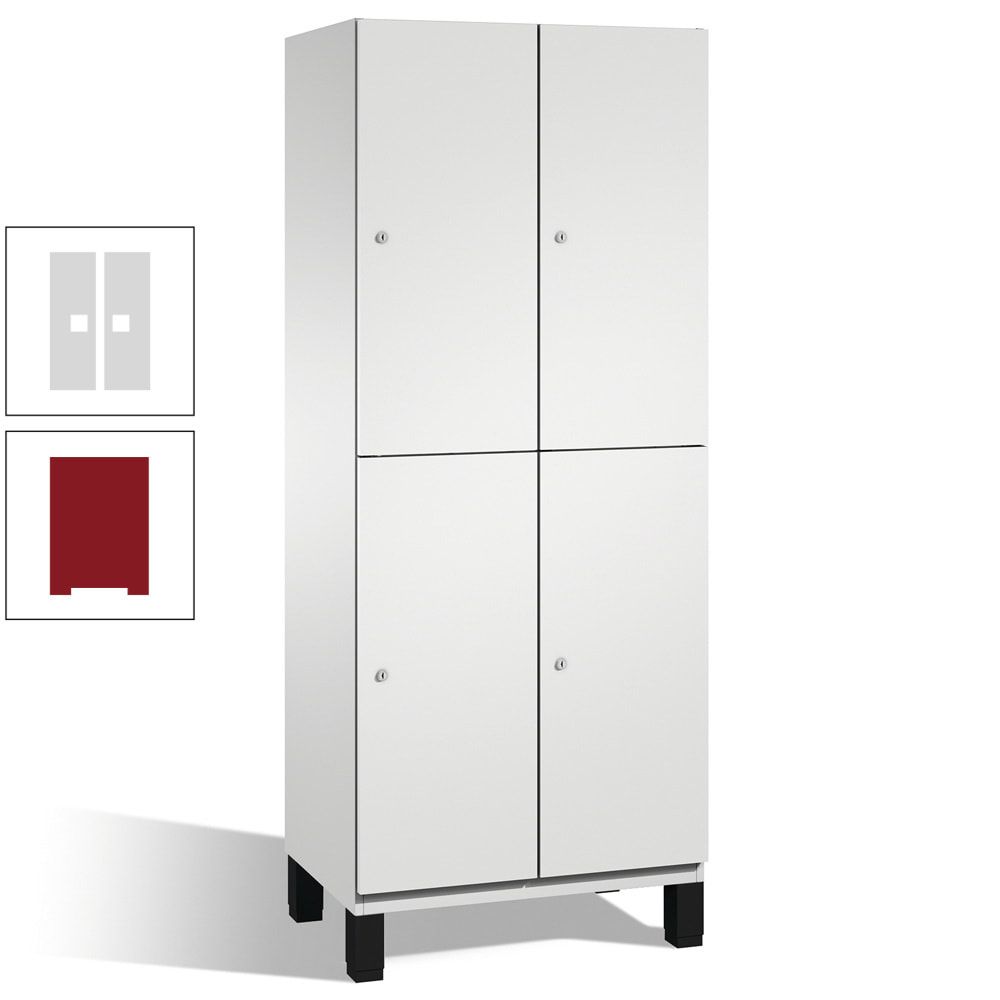 Fächerschrank, Stahlschrank, doppelstöckig, 4 Fächer, Füße, Korpus anthrazitgrau, Tür anthrazitgrau, 1.980 x 600 x 525 mm (HxBxT)