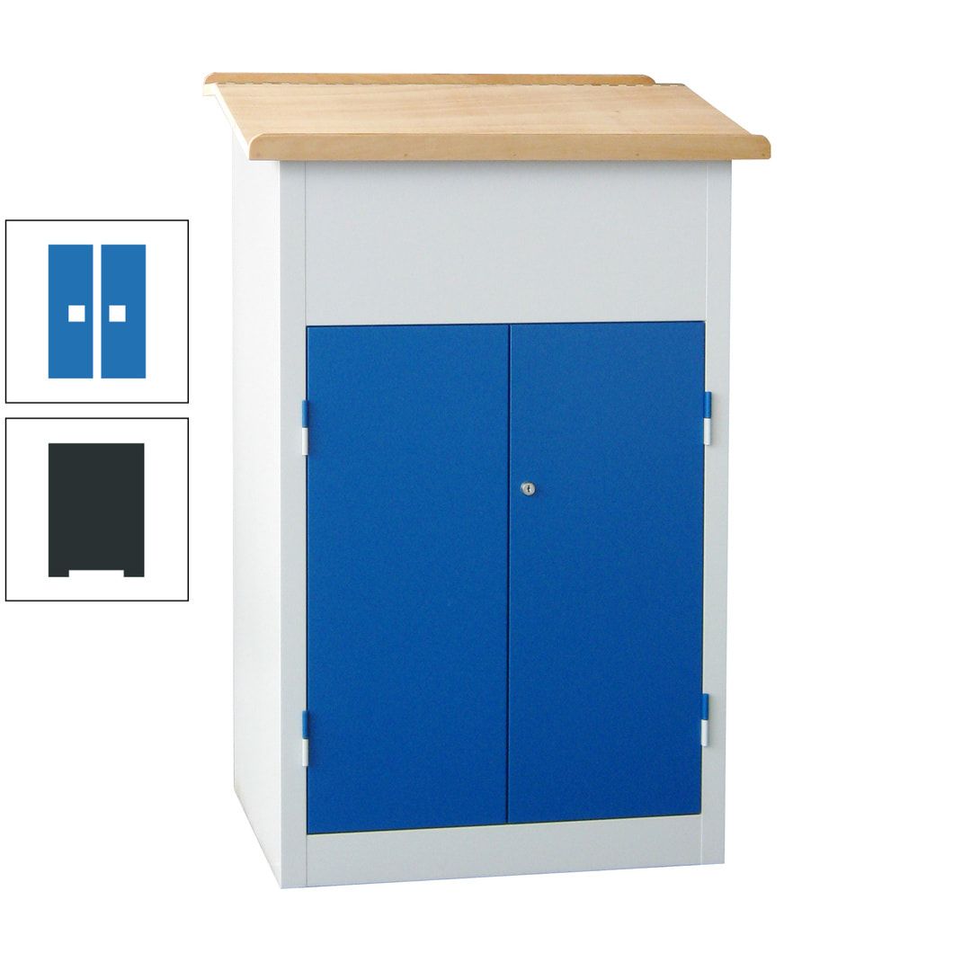 Stehpult mit Schrank - Vollblechtür - Zylinderschloss - 2 Böden - 1.200 x 700 x 600 mm (HxBxT) - anthrazitgrau