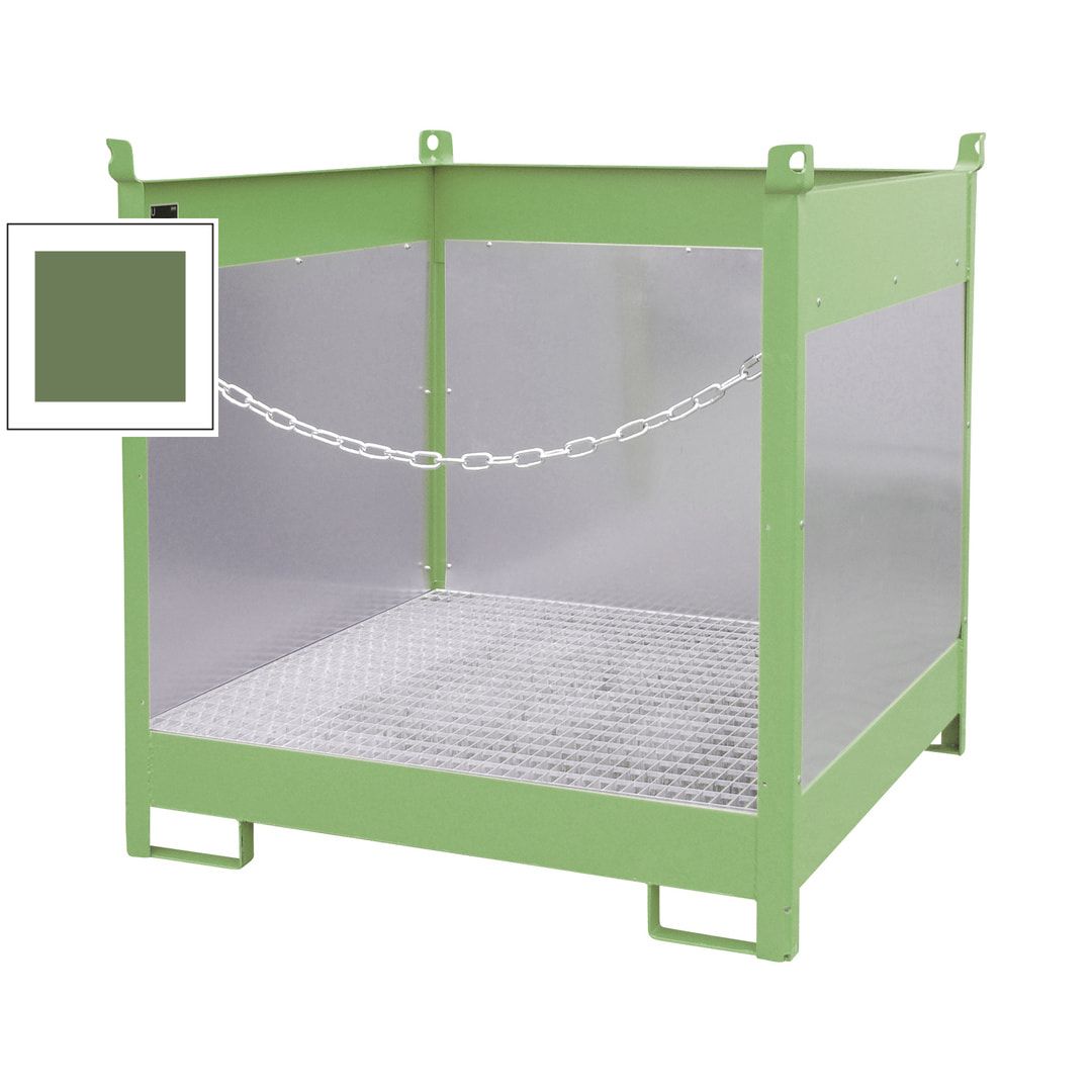 Fass-Stapelpalette - für 4 x 200-l-Fässer - Volumen 220 l - 1.435 x 1.410 x 1.410 mm (HxBxT) - Spritzschutzwände - feuerrot