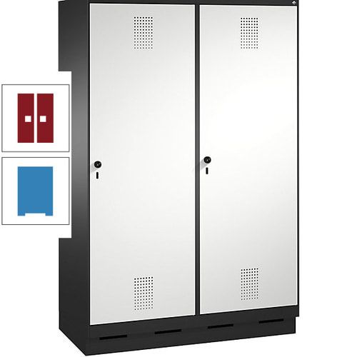 Doppel-Spind, Garderobenschrank, 2 Türen für 4 Abteile a 300 mm, Korpus anthrazitgrau, Türen anthrazitgrau, 1.800 x 1.200 x 500 mm (HxBxT)