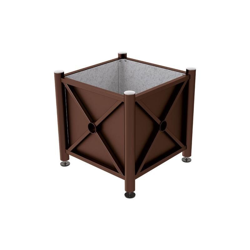 Pflanzbehälter, Stahlblech feuerverzinkt, verstellbare Füße, Innenfach feuerverzinkt, Kopf Agora, 750 x 800 x 800 mm (HxBxT), enzianblau