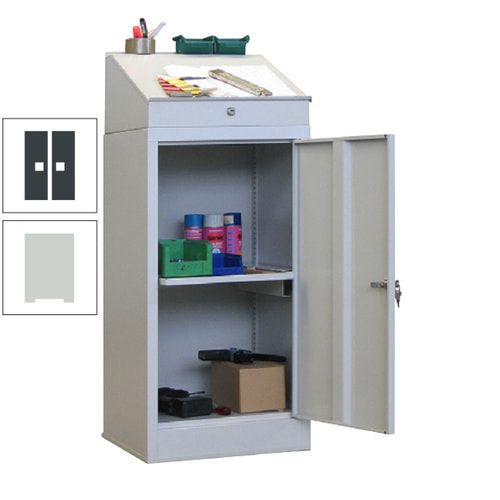 Stehpult mit Schrank - Vollblechtür - Zylinderschloss - 1 Ausziehboden - 1.270x500x500 mm (HxBxT) - anthrazitgrau