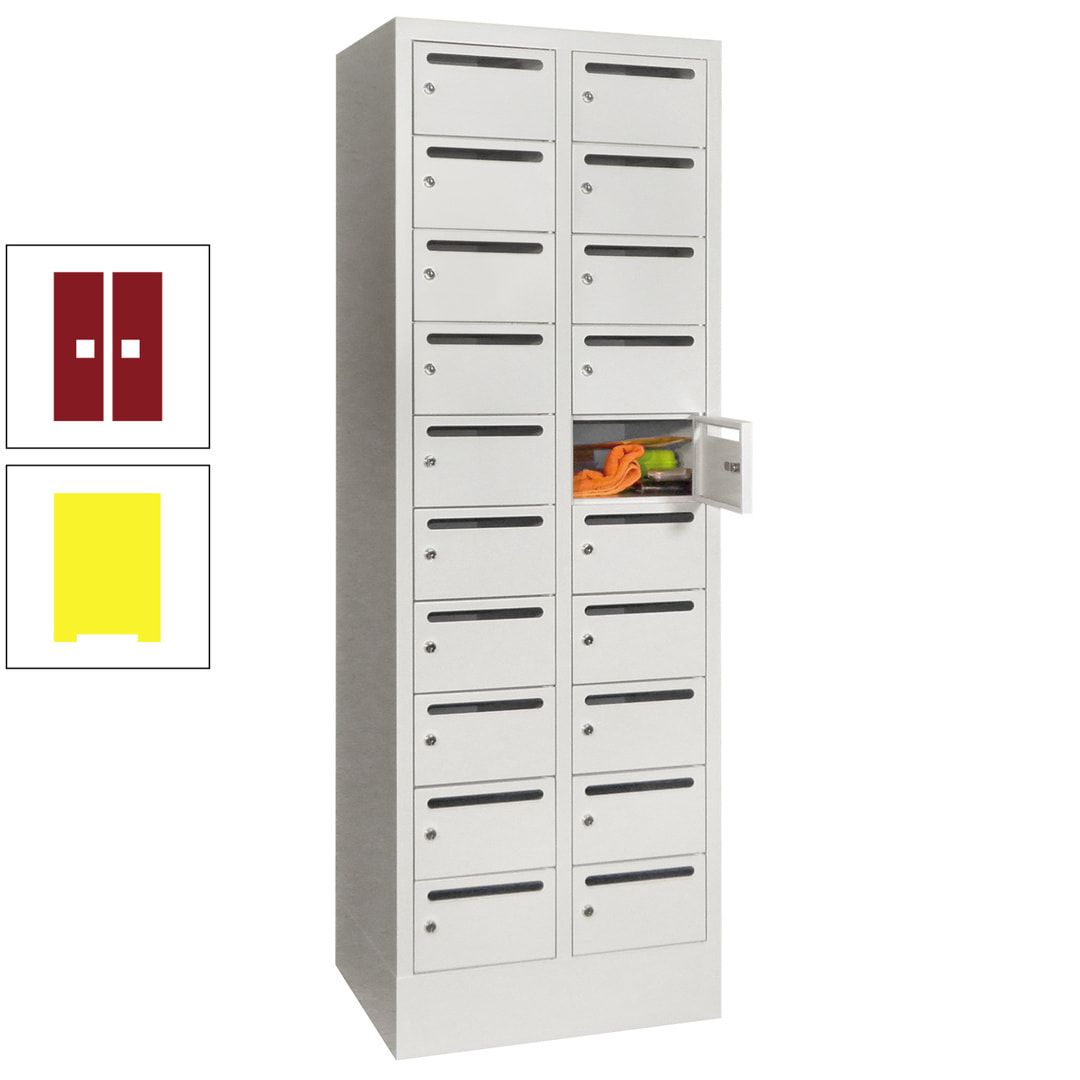 Postverteilerschrank, Schließfachschrank, 2 Abteile a 300 mm, 20 Fächer, 1.850 x 600 x 500 mm (HxBxT), Korpus anthrazitgrau, Front anthrazitgrau