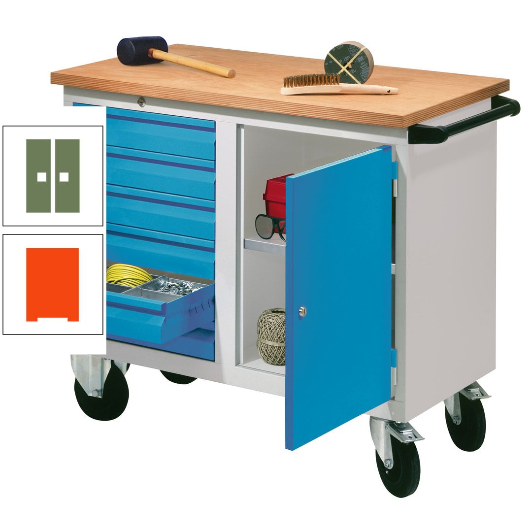 Mobile Werkbank - Werkstattwagen - 915 x 1.090 x 600 mm - 6 Schubladen und Schrankfach - anthrazitgrau