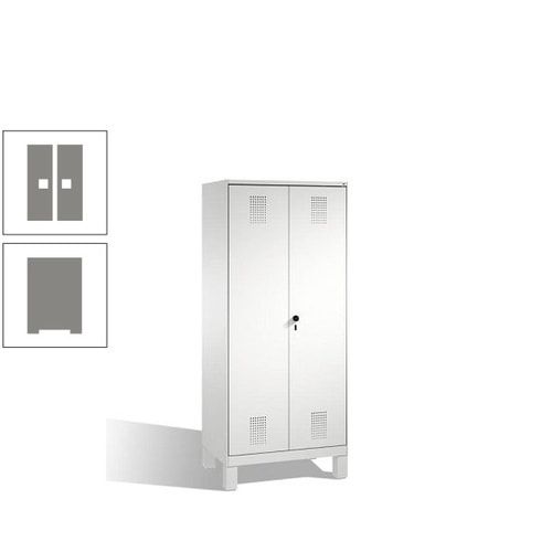 Doppel-Spind, Doppeltüren, Garderobenschrank mit Füßen, 2 Abteile a 400 mm, Korpus anthrazitgrau, Tür anthrazitgrau, 1.850 x 800 x 500 mm (HxBxT)