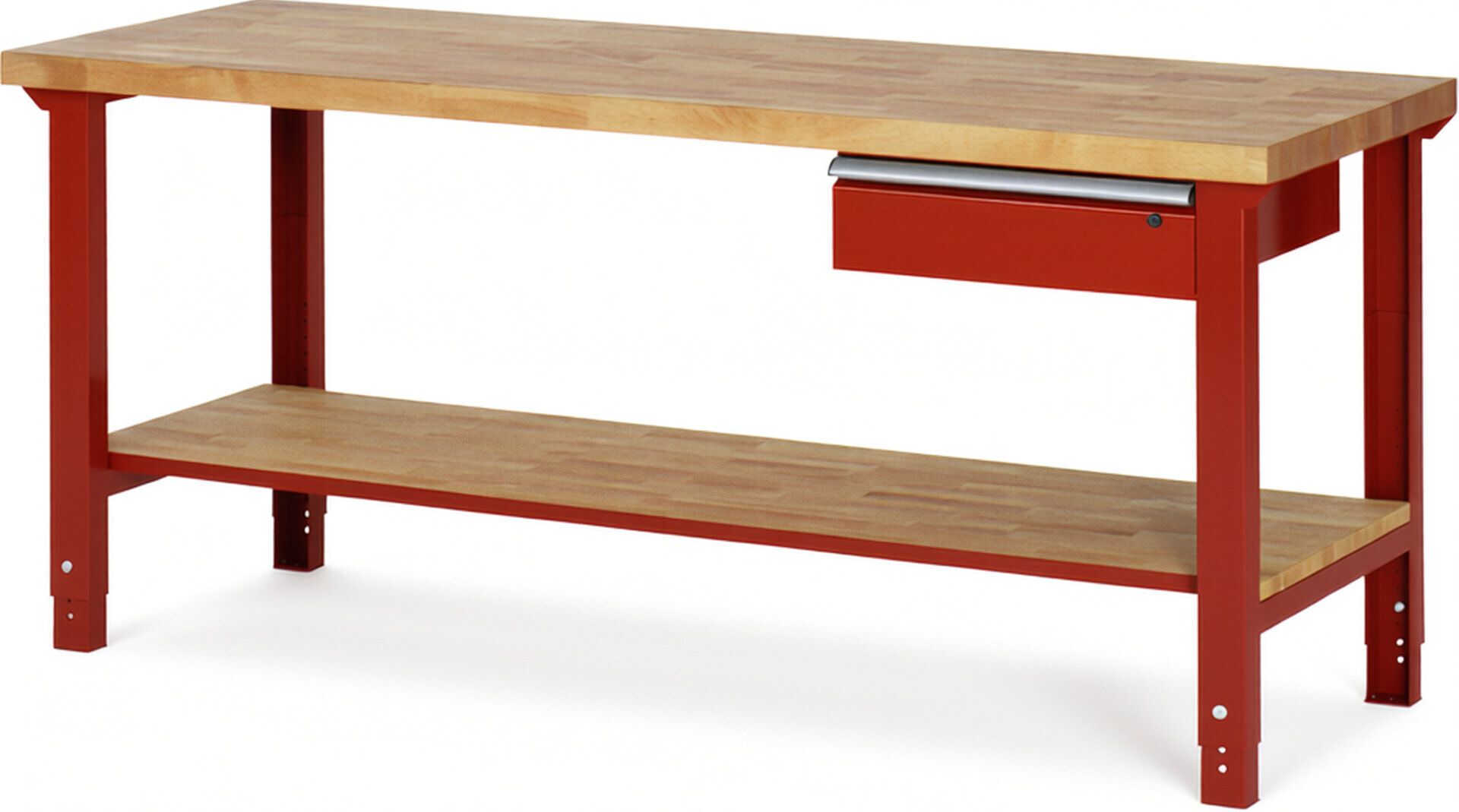 Werkbank mit Ablage - 1 Schublade - 150:1 - höhenverstellbar 790 - 1.140 mm - 2.000 x 700 mm (BxT) - 750 kg - Buche - Anthrazitgrau