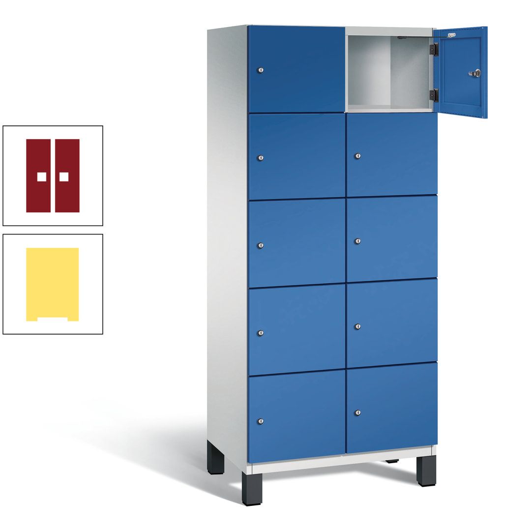 Fächerschrank, Stahlschrank, 10 Fächer, Türöffnungsbegrenzer, Füße, 1.980 x 800 x 525 mm (HxBxT), Korpus anthrazitgrau, Front anthrazitgrau
