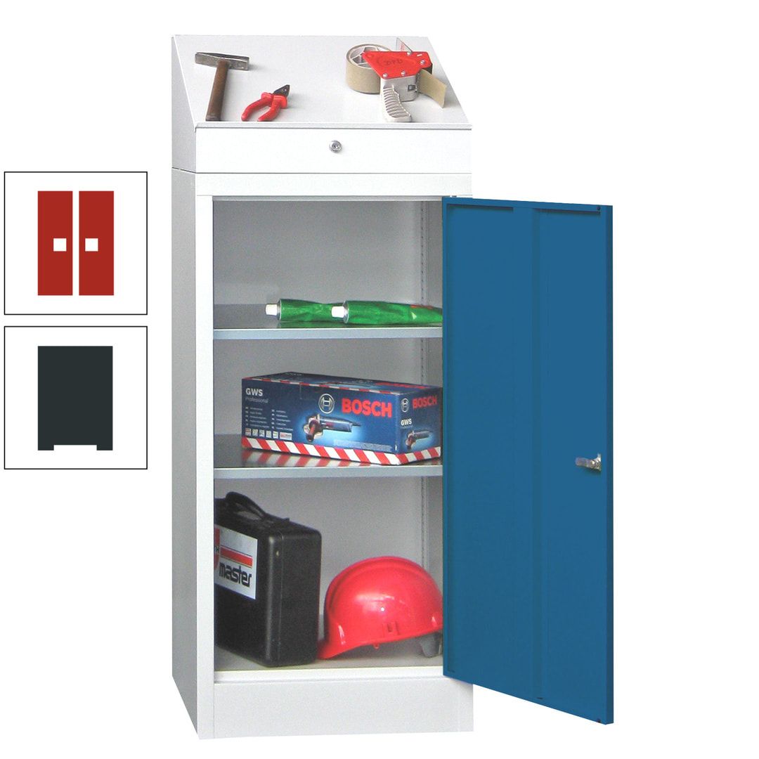 Stehpult mit Schrank - Vollblechtür - Zylinderschloss - 1.270x500x500 mm (HxBxT) - anthrazitgrau