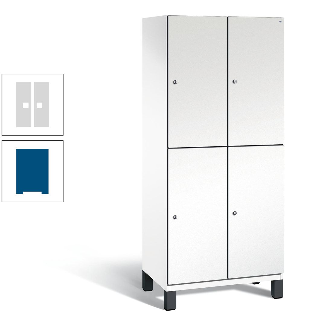 Fächerschrank, Stahlschrank, doppelstöckig, 4 Fächer, Füße, Korpus anthrazitgrau, Tür anthrazitgrau, 1.980 x 800 x 525 mm (HxBxT)