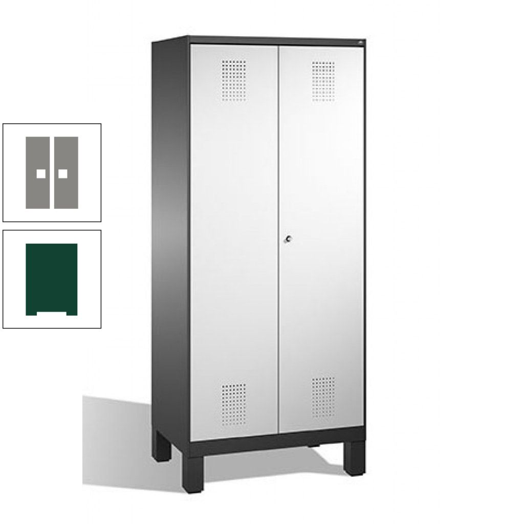 Mehrzweckschrank, Doppeltüren, auf Füßen, 2 Abteile a 400 mm, Korpus anthrazitgrau, Tür anthrazitgrau, 1.850 x 800 x 500 mm (HxBxT)