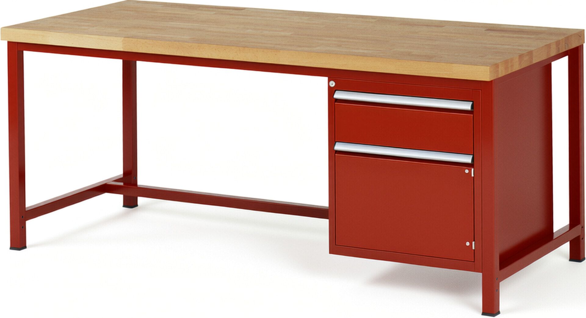 Werkbank, 1 Schrank - 1 Schublade - Teilauszug - 180:1 - Höhe 840-1.040 mm - 2.000 x 900 mm - 1.250 kg - Buche - Anthrazitgrau